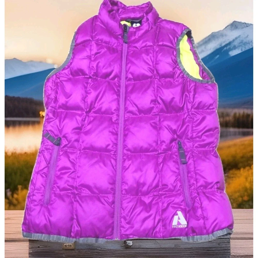 Eddie Bauer First‎ Ascent Puffer Vest Girls XL Purple Excellent 600 Down Quilted